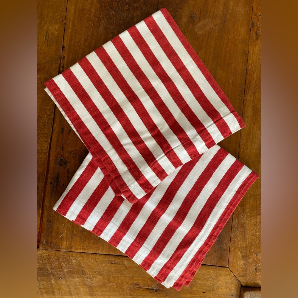 Ralph Lauren home euro pillow shams red white stripe set 2 cotton pillowcases